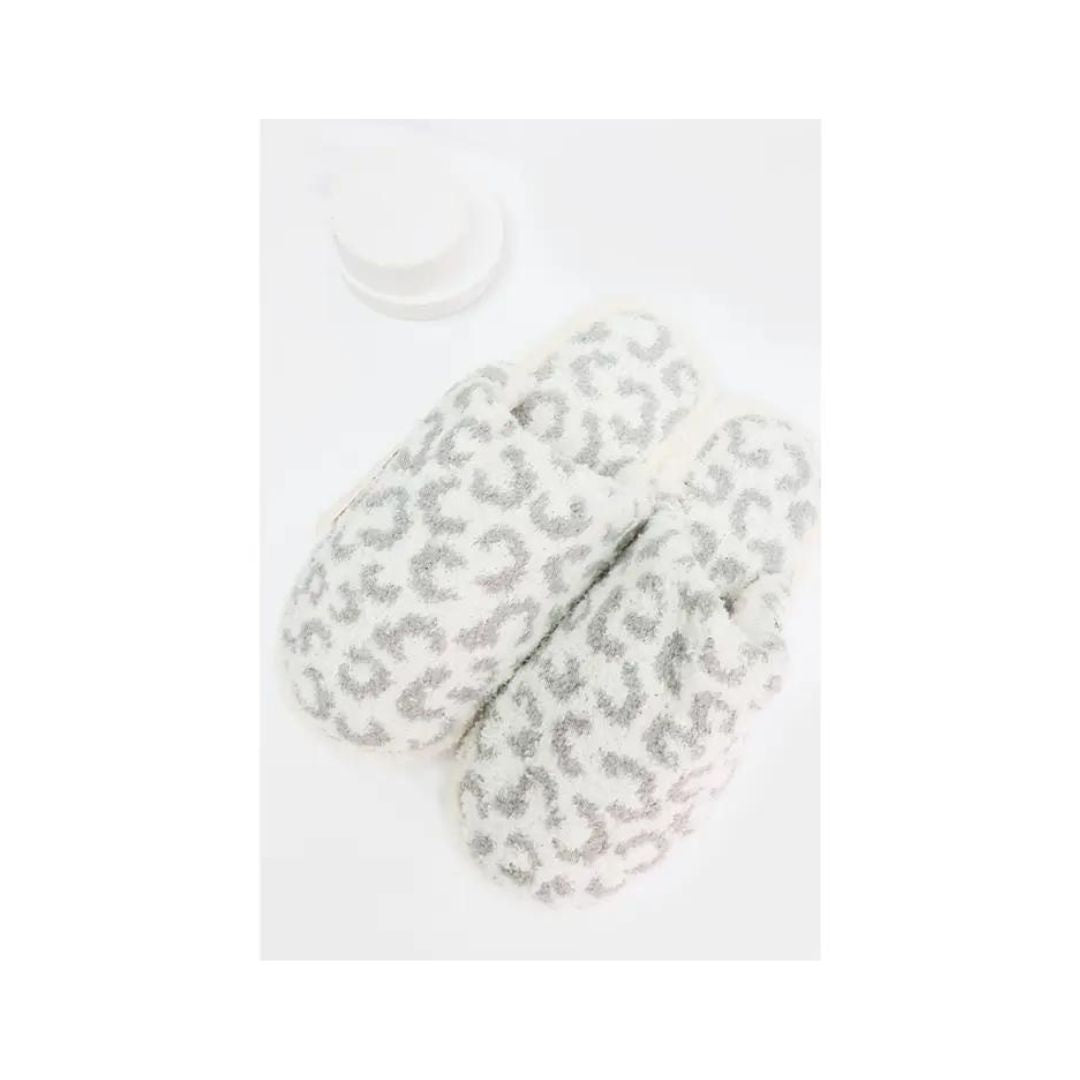 Leopard Fuzzy Soft Slipper-Gray image 0