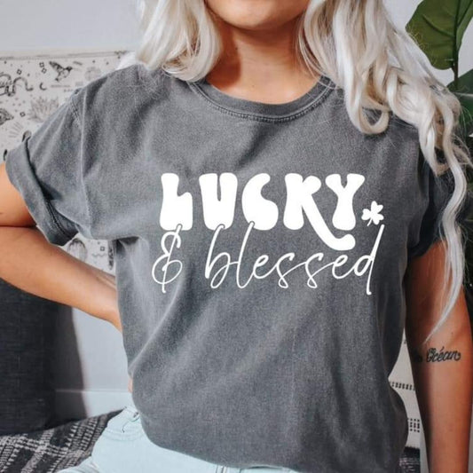 "Lucky & Blessed" Graphic Tee image 0